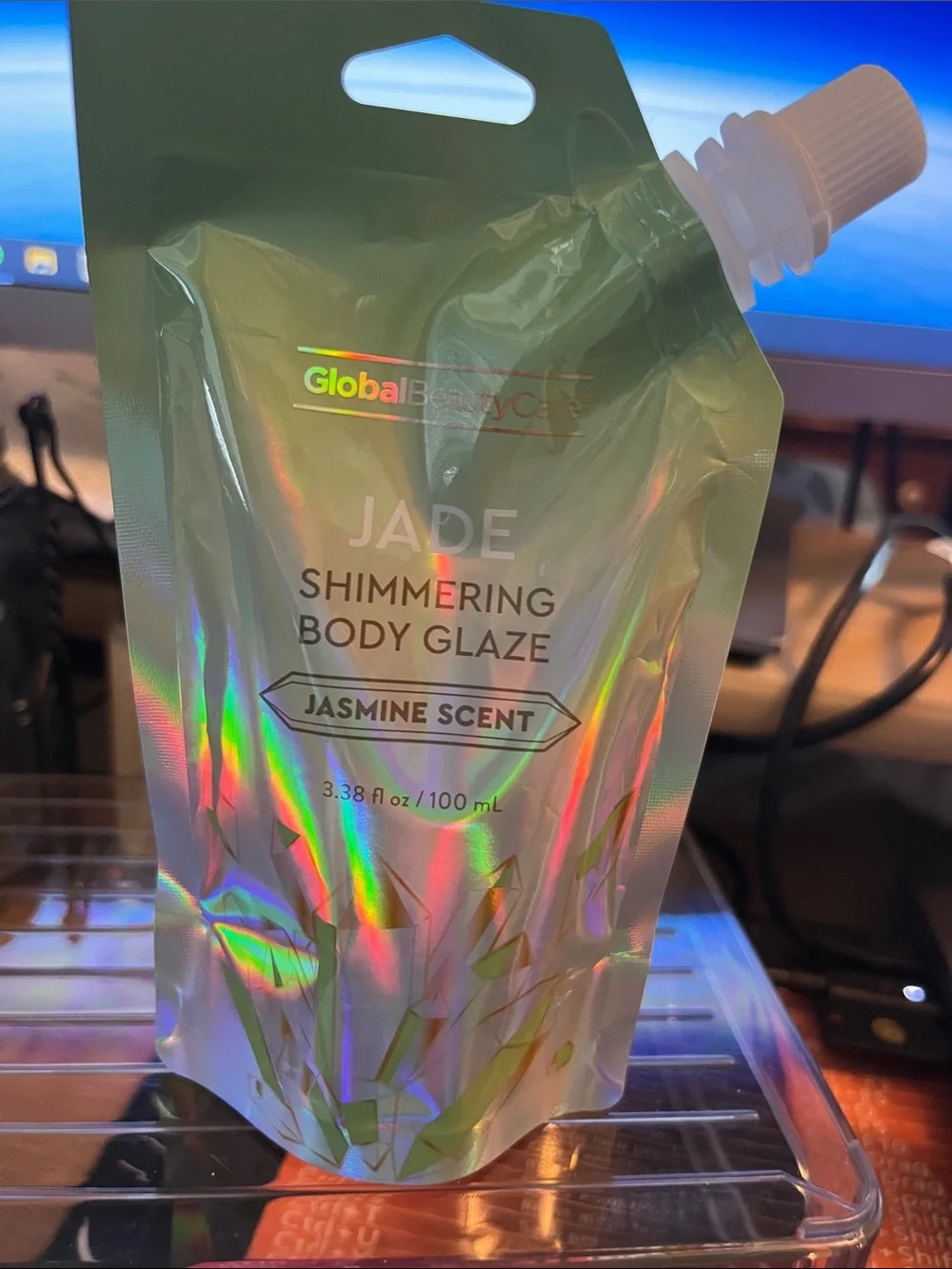 Jade Shimmering Body Glaze & Gel-Cream Moisturizer — Jasmine Scent (Green)